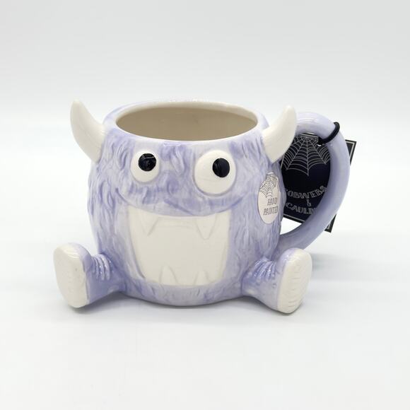 2 Cobwebs & Cauldrons Halloween Monster Mugs Pink Purple Monsters Tennis Shoes - Picture 3 of 10